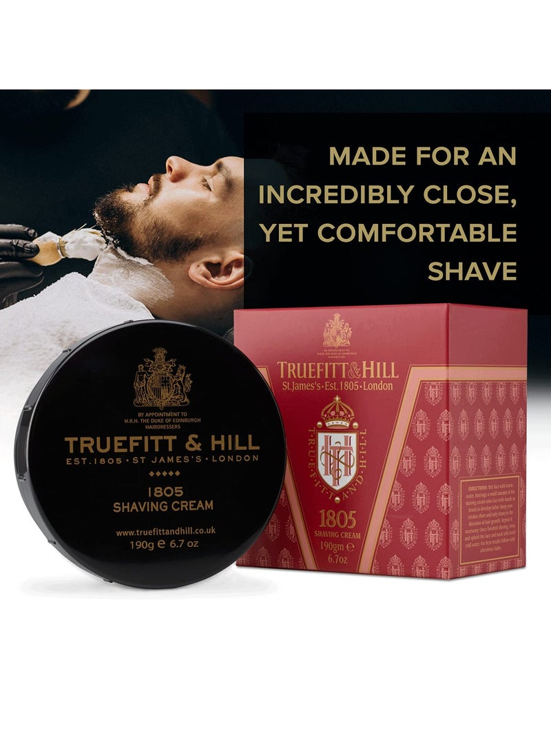 Truefitt & Hill - Truefitt & Hill Shaving Cream Bowl - 1805 - Premium Glycerin-Based Lather, Smooth Glide, and Hydration for a Luxurious Shave - 6.7 oz - Image 1