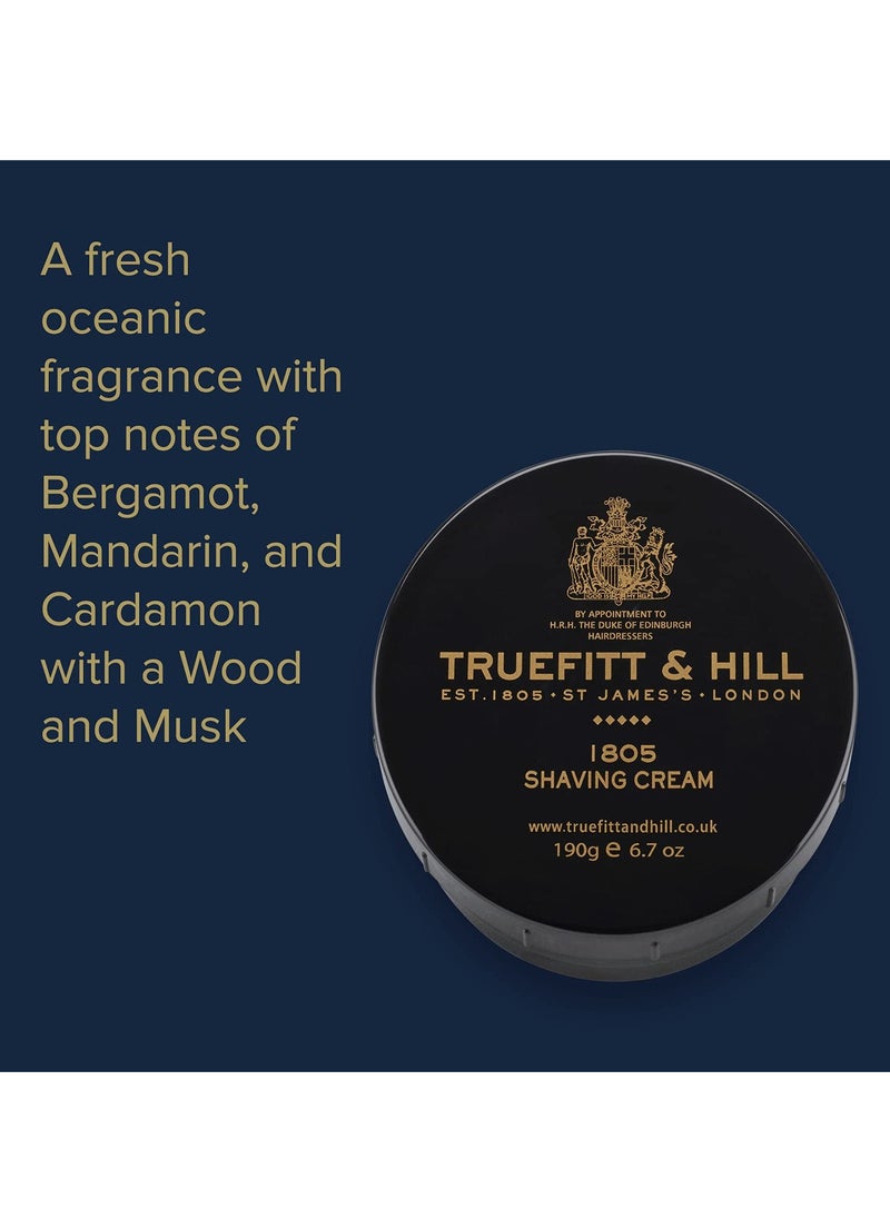 Truefitt & Hill - Truefitt & Hill Shaving Cream Bowl - 1805 - Premium Glycerin-Based Lather, Smooth Glide, and Hydration for a Luxurious Shave - 6.7 oz - Image 1