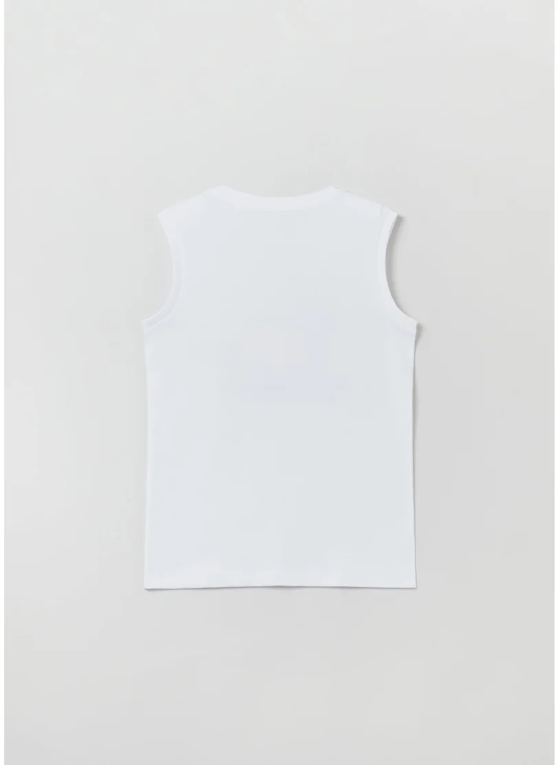 Ovs Cotton Racerback Vest With Print