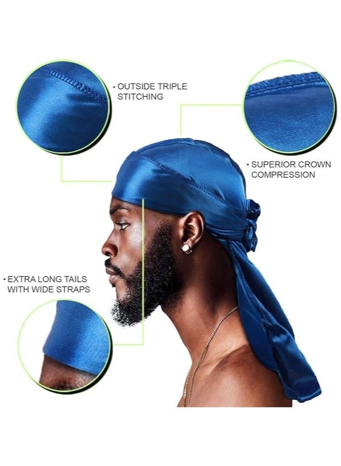 4PCS Silky Durags for Men Women 360 Waves, Silk Durag Pack, Silky Satin Durag Extra Long Tails - Image 3