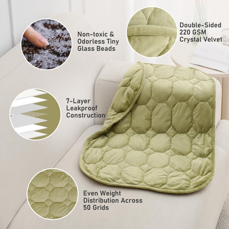 Wemore Weighted Lap Blanket 7lbs for Adults  Small Weighted Blanket for Travel  Calming  Relaxing  Napping and Sleeping  All-Season Weighted Lap Pad  Machine Washable  Green 24x29 inches - Image 4