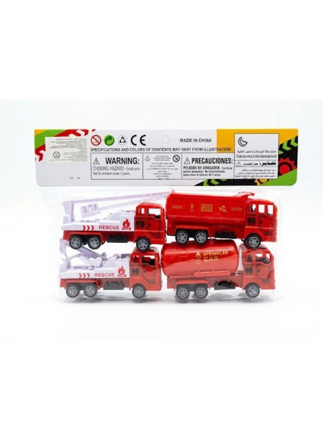 لعبه طقم شاحنات نقل ومعدات بناء للأطفال قطعتين، عربيه/عربية/عرباية خلاطة اسمنت/خلاط خرسانة + عربيه مطافي/إطفاء بسلم إنقاذ، شاحنه/تريلا خدمات للعب التخيلي وتمثيل الأدوار، لعبه عربيات موقع بناء وتحميل وإنقاذ للبيت والرمل والحديقه وهدايا للأولاد والبنات - Image 2