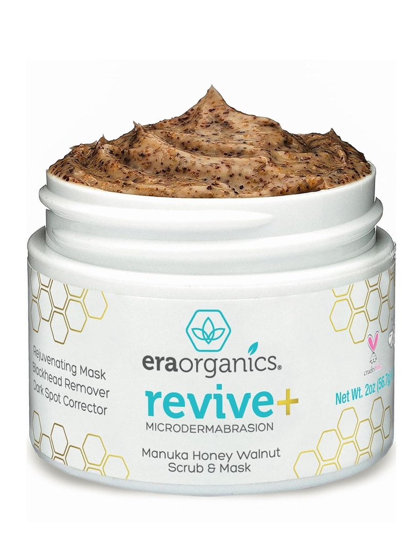 Era Organics Era Organics Microdermabrasion Facial Scrub & Face Exfoliator - Spa Quality Exfoliating Mask with Manuka Honey Plus Walnut for Blackheads, Buildup, Wrinkles 2oz - Image 1