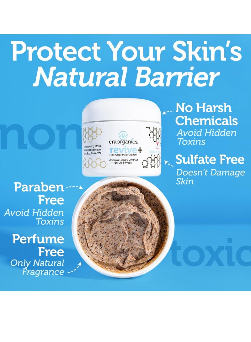 Era Organics Era Organics Microdermabrasion Facial Scrub & Face Exfoliator - Spa Quality Exfoliating Mask with Manuka Honey Plus Walnut for Blackheads, Buildup, Wrinkles 2oz - Image 4