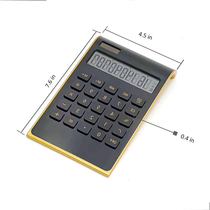 Benkaim Solar Gold Standard Function Desktop Calculator LCD 10-Digit for Office, Home (Black) - Image 2