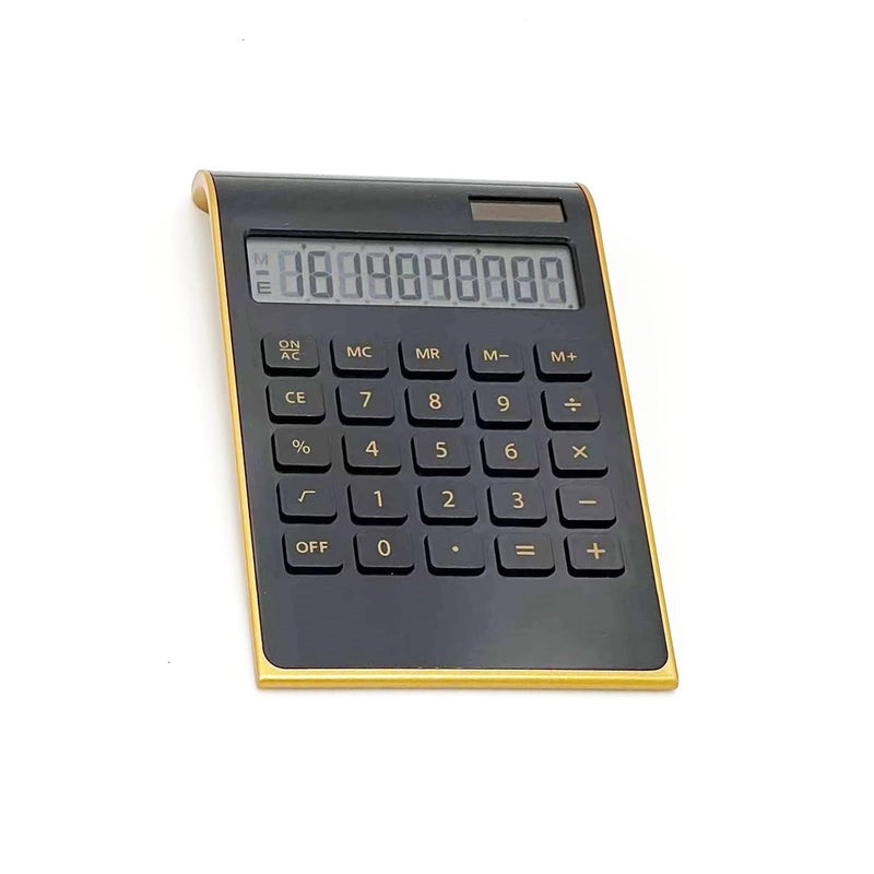 Benkaim Solar Gold Standard Function Desktop Calculator LCD 10-Digit for Office, Home (Black) - Image 1