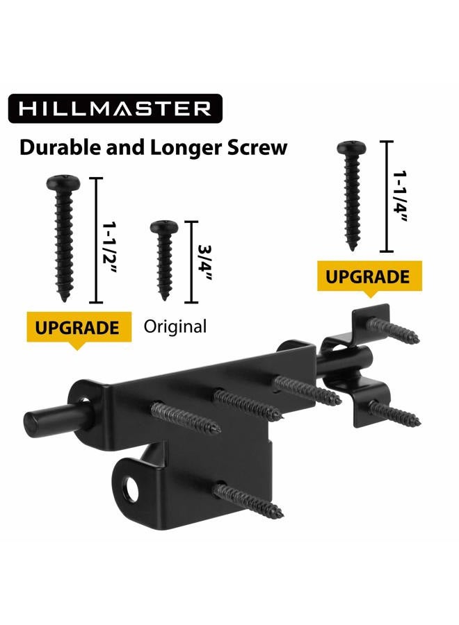 Hillmaster Slide Bolt Gate Latch for Wooden Fence Door Lock With Padlock Hole, Heavy Duty Sliding Lock, Black Barrel Bolt Latches Hardware for Wood Vinyl Fence Barn Shed - Image 2