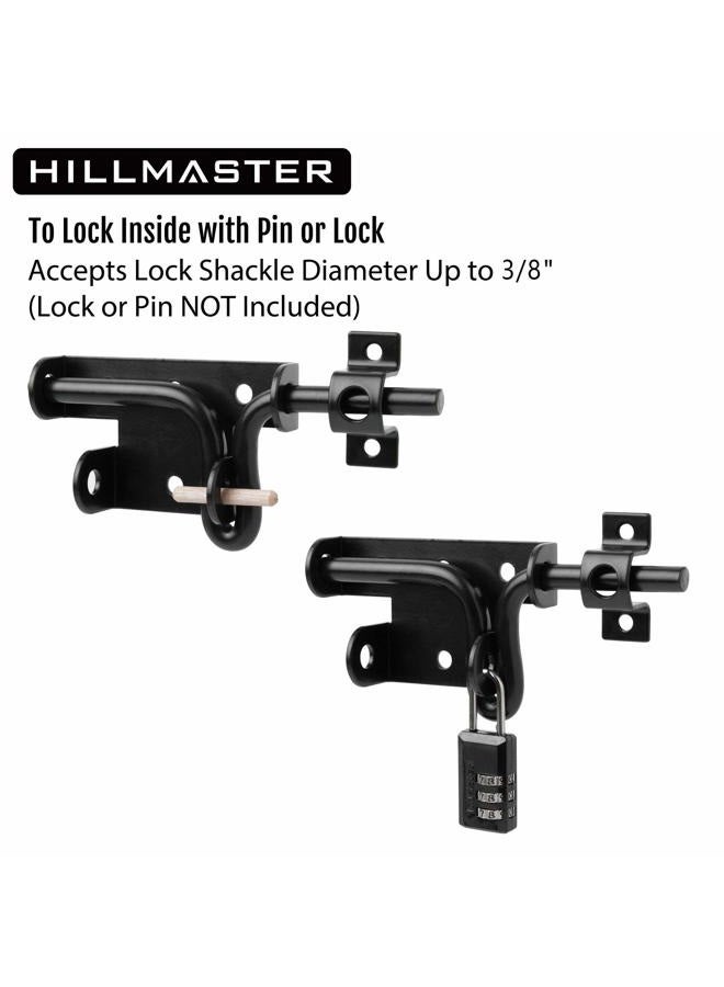 Hillmaster Slide Bolt Gate Latch for Wooden Fence Door Lock With Padlock Hole, Heavy Duty Sliding Lock, Black Barrel Bolt Latches Hardware for Wood Vinyl Fence Barn Shed - Image 5
