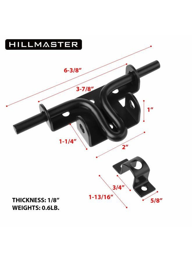 Hillmaster Slide Bolt Gate Latch for Wooden Fence Door Lock With Padlock Hole, Heavy Duty Sliding Lock, Black Barrel Bolt Latches Hardware for Wood Vinyl Fence Barn Shed - Image 4