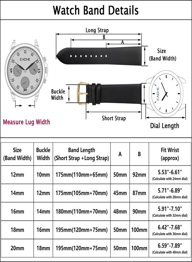 EACHE 12mm Leather Watch Bands, Ladies Leather Watch Straps for Women,12mm Watch Bands for Women - Image 2