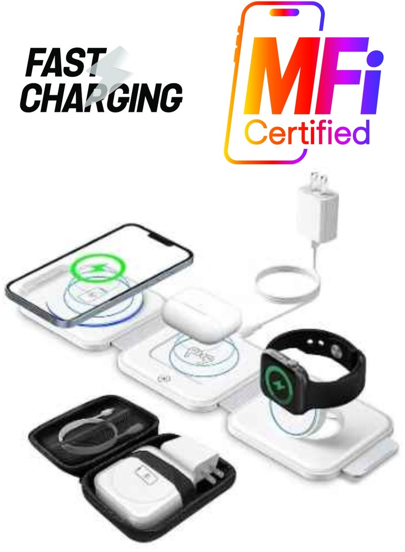 ELTRAZONE Charge Pro 3-In-1 Wireless Charger Certified For iPhone 15/14/13/12/11 Series, Earlier Models, Apple Watch  - Image 1