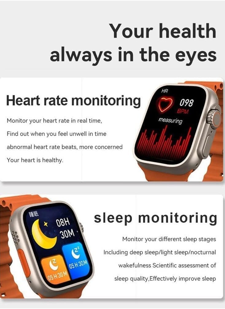 X8+ Plus Ultra Series 8 Smart watch 2.08 Inch IPS display NFC Bluetooth V5 Call Waterproof IP67 Wireless Charger - Green
