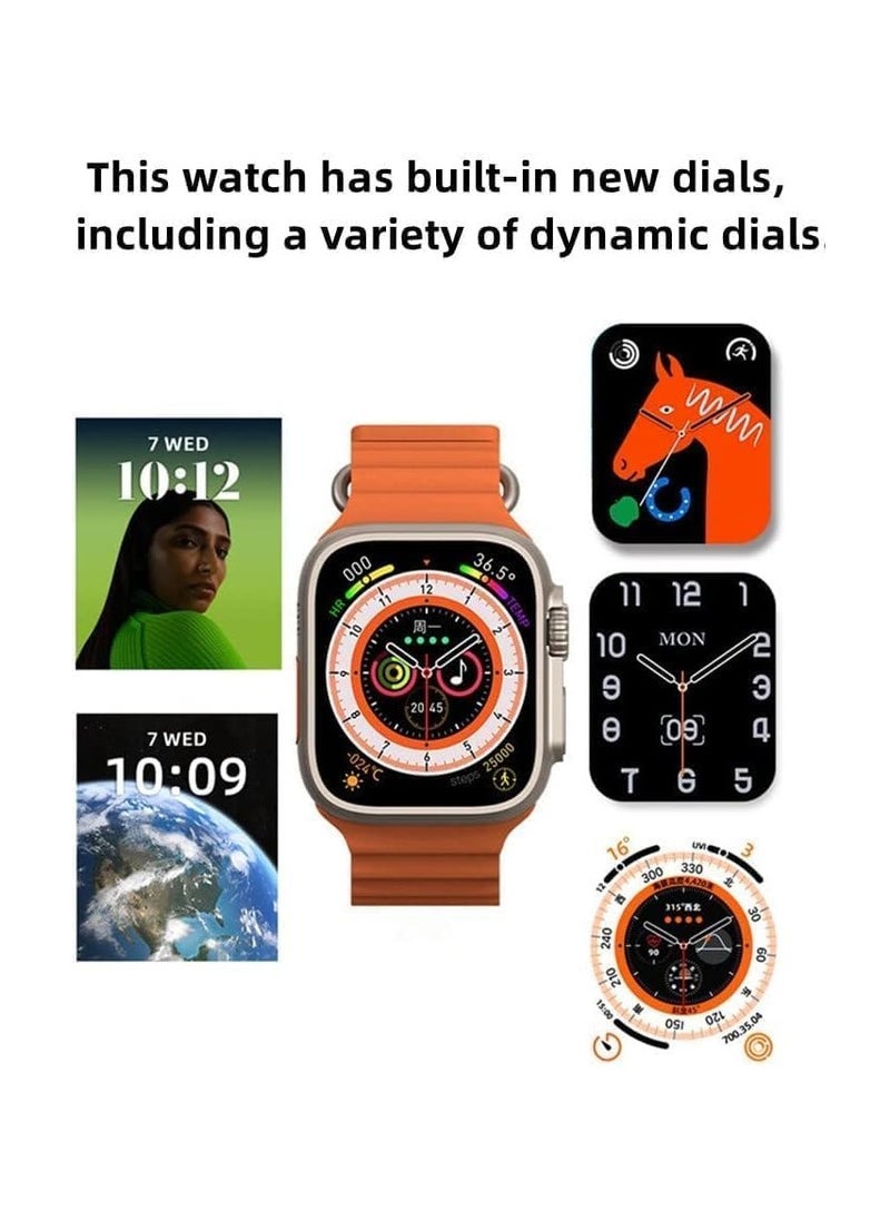X8+ Plus Ultra Series 8 Smart watch 2.08 Inch IPS display NFC Bluetooth V5 Call Waterproof IP67 Wireless Charger - Green