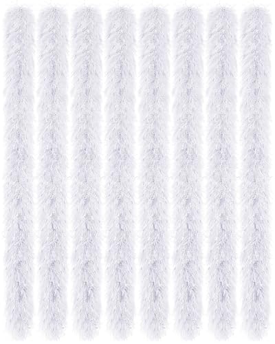 Jexine 8 Pcs Feather Boas Bulk Artificial Fluffy Boas Decor for Wedding Costume Dress Tea Party Supplies 5 ftWhite - Image 1