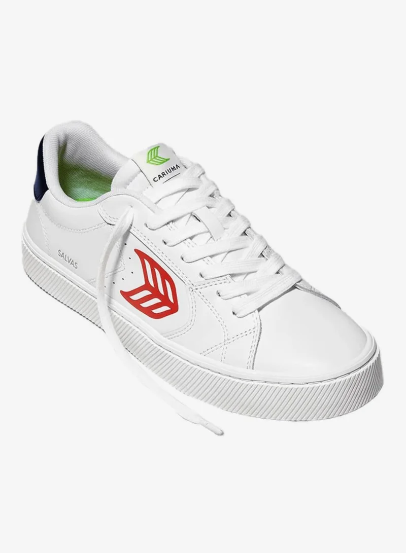 كاريوما SALVAS White Leather Red Logo Navy Sneaker