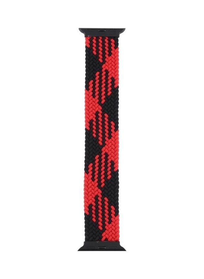 NIBEMINENT Plastic Buckle Mixed Colour Nylon Braided Single Loop Replacement Watchbands For Apple Watch Series 7/6/5/4/3/2/1/SE 45/44/42mm Checkered Red/Black - Image 1