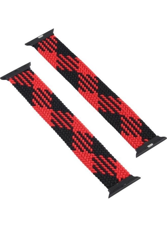 NIBEMINENT Plastic Buckle Mixed Colour Nylon Braided Single Loop Replacement Watchbands For Apple Watch Series 7/6/5/4/3/2/1/SE 45/44/42mm Checkered Red/Black - Image 2