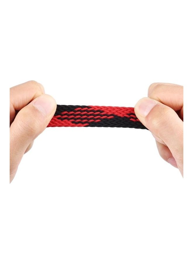 NIBEMINENT Plastic Buckle Mixed Colour Nylon Braided Single Loop Replacement Watchbands For Apple Watch Series 7/6/5/4/3/2/1/SE 45/44/42mm Checkered Red/Black - Image 3