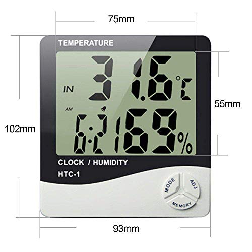 SHREE HANS CREATION HTC Room temperature with Humidity Incubator Meter and Accurate Temperature Indicator Wall Mounting LCD Digital Alarm Clock Monitor for Indoor/Outdoor (HTC-1) / (003) - Image 5
