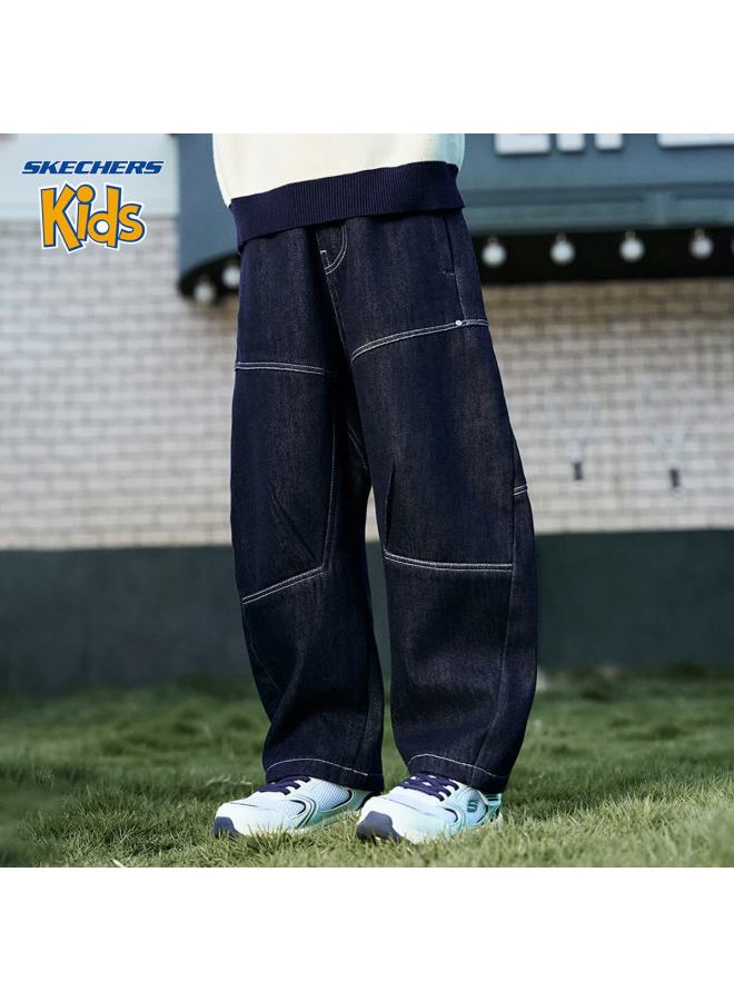 Skechers Kids Children's Pants Denim Jeans Winter Casual Cargo Pants Academy Blue 120 - Image 1