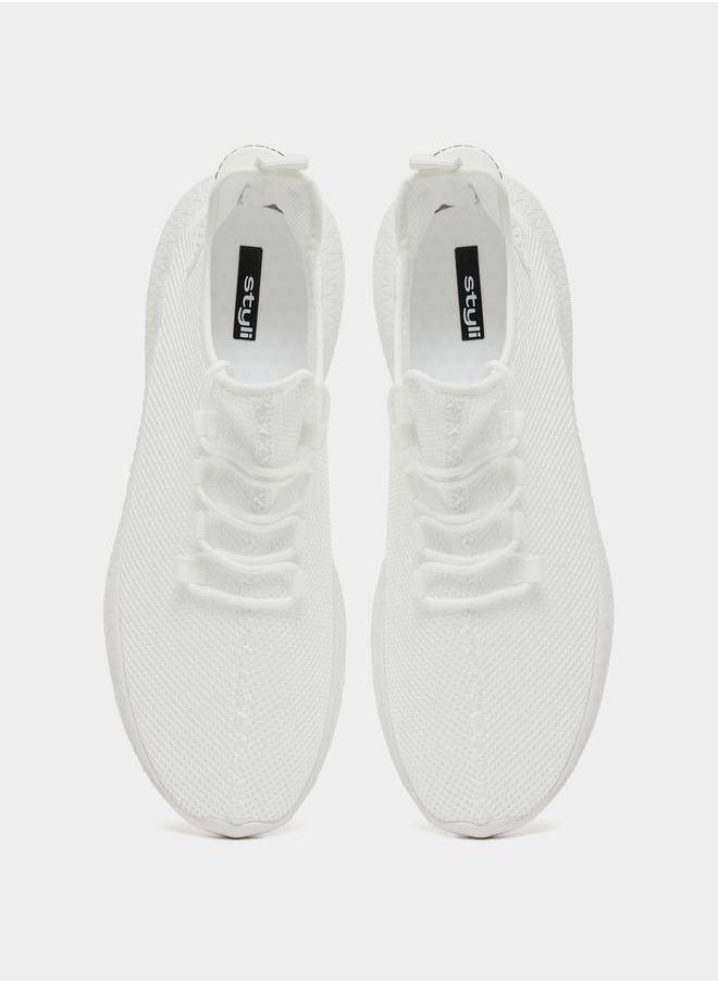 Styli Textured Knit Lace Up Sneakers  - Image 5