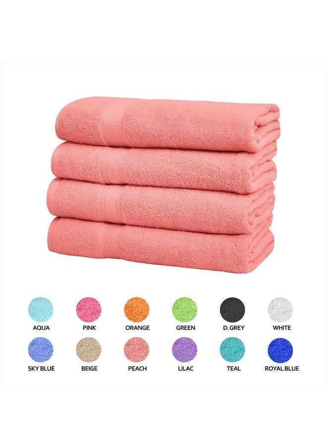 Falari Premium Bath Towel Set 100% Ring Spun Cotton Towels for Home Hotel Spa Extra Large 27x54 Maximum Softness and Absorbency 4-Pack Peach  - Image 2