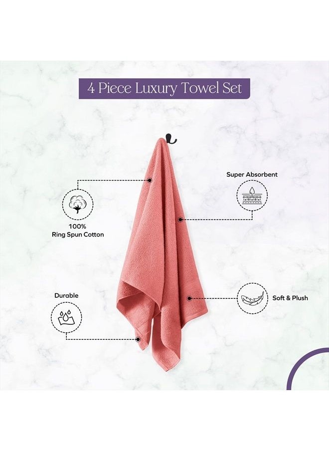 Falari Premium Bath Towel Set 100% Ring Spun Cotton Towels for Home Hotel Spa Extra Large 27x54 Maximum Softness and Absorbency 4-Pack Peach  - Image 3