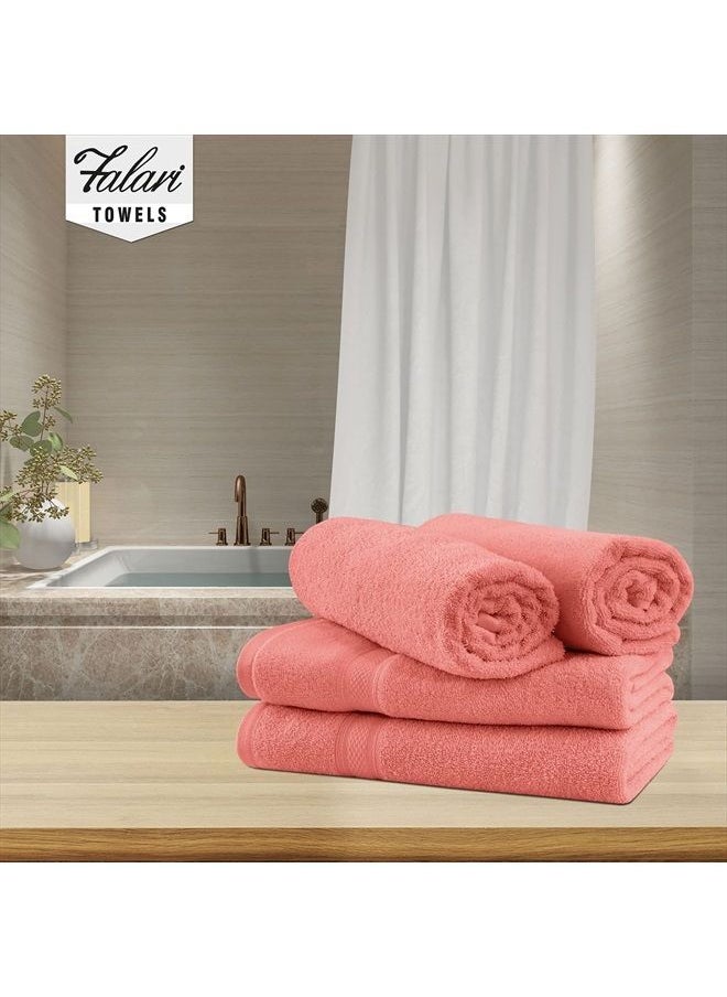 Falari Premium Bath Towel Set 100% Ring Spun Cotton Towels for Home Hotel Spa Extra Large 27x54 Maximum Softness and Absorbency 4-Pack Peach  - Image 4
