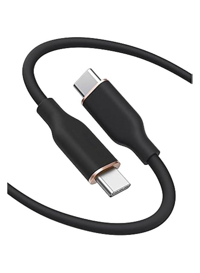 USB C Cable(60W 6ft) Type C Charger Cord Powerline III Flow Silicone Fast Charging for iPhone 15/15Pro/15ProMax MacBook Pro 2020,iPad Pro 2020, iPad Air 4,Samsung Galaxy S23(Midnight Black) - Image 1