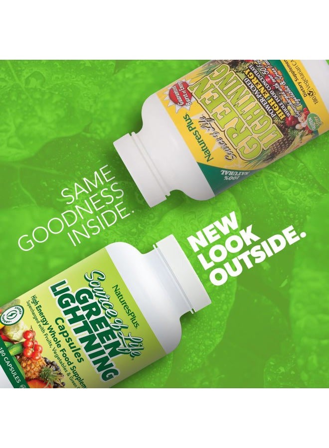 Natures Plus Source of Life Green Lightning - 180 Vegetarian Capsules - All Natural High Energy Whole Food Supplement - Green Superfoods & Digestive Enzymes - 45 Servings - Image 2