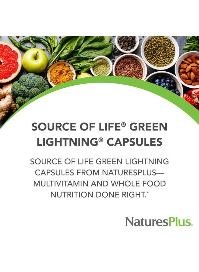 Natures Plus Source of Life Green Lightning - 180 Vegetarian Capsules - All Natural High Energy Whole Food Supplement - Green Superfoods & Digestive Enzymes - 45 Servings - Image 3