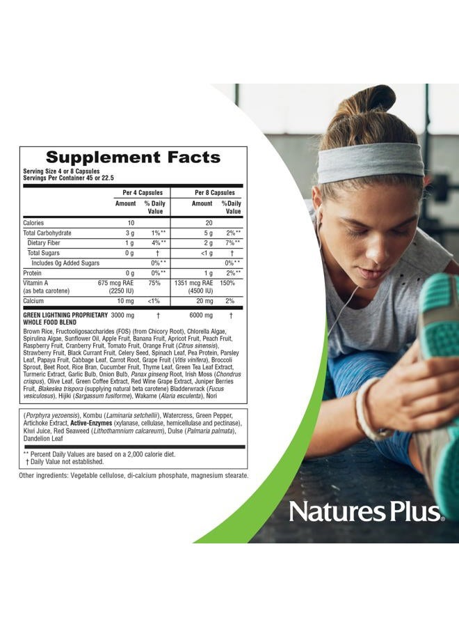 Natures Plus Source of Life Green Lightning - 180 Vegetarian Capsules - All Natural High Energy Whole Food Supplement - Green Superfoods & Digestive Enzymes - 45 Servings - Image 5