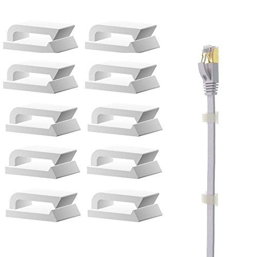 Coopache Ethernet Cable Clips Adhesive, Wire Clips Holder, Self Adhesive Wire Clips Management for Home and Office (100 Pieces) (White) - Image 1
