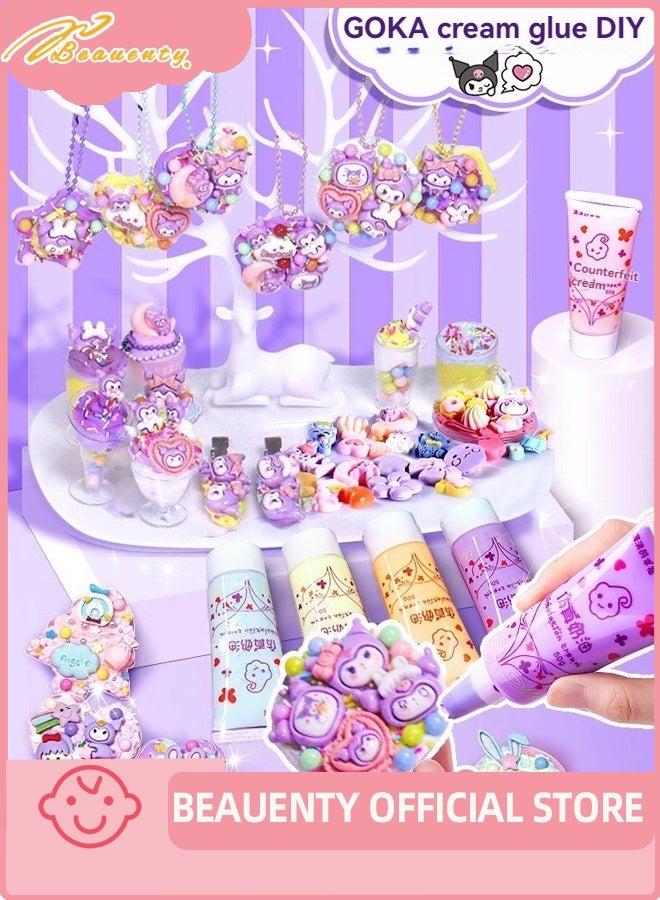 بيوينتي 1235 جهاز كمبيوتر شخصي DIY المجلدة كريم الطين الغراء مجموعة، محاكاة DIY صنع مجموعة الحرف الفنية مع ملصقات الكرتون، الملحقات، سلاسل المفاتيح مع صندوق التخزين للهدايا - Image 3