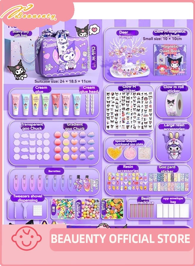 بيوينتي 1235 جهاز كمبيوتر شخصي DIY المجلدة كريم الطين الغراء مجموعة، محاكاة DIY صنع مجموعة الحرف الفنية مع ملصقات الكرتون، الملحقات، سلاسل المفاتيح مع صندوق التخزين للهدايا - Image 1