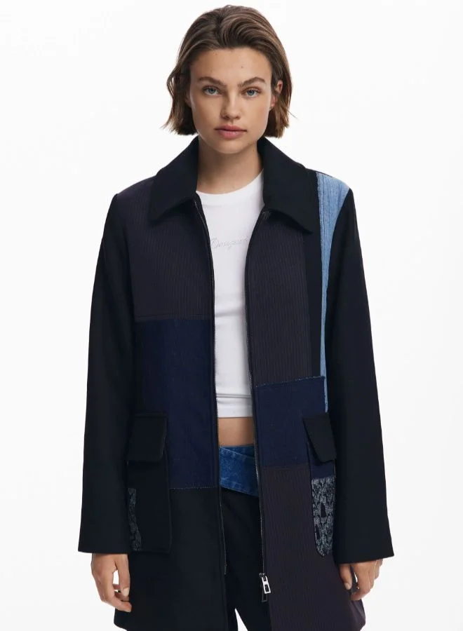 ديسيجوال معطف مرقع مستقيم