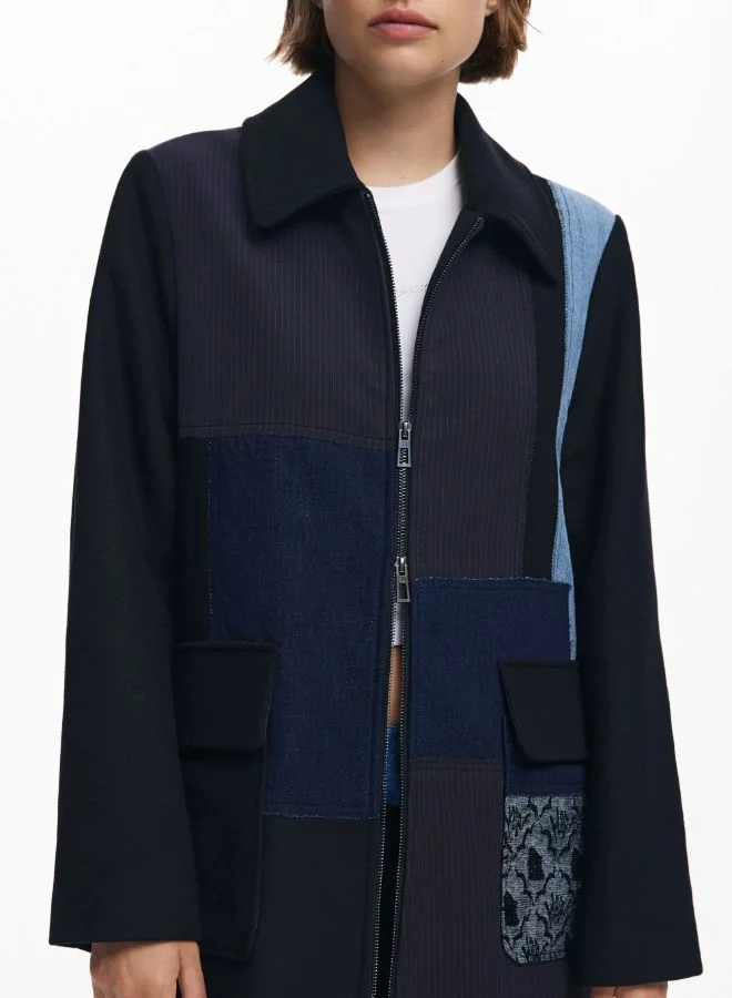 ديسيجوال معطف مرقع مستقيم