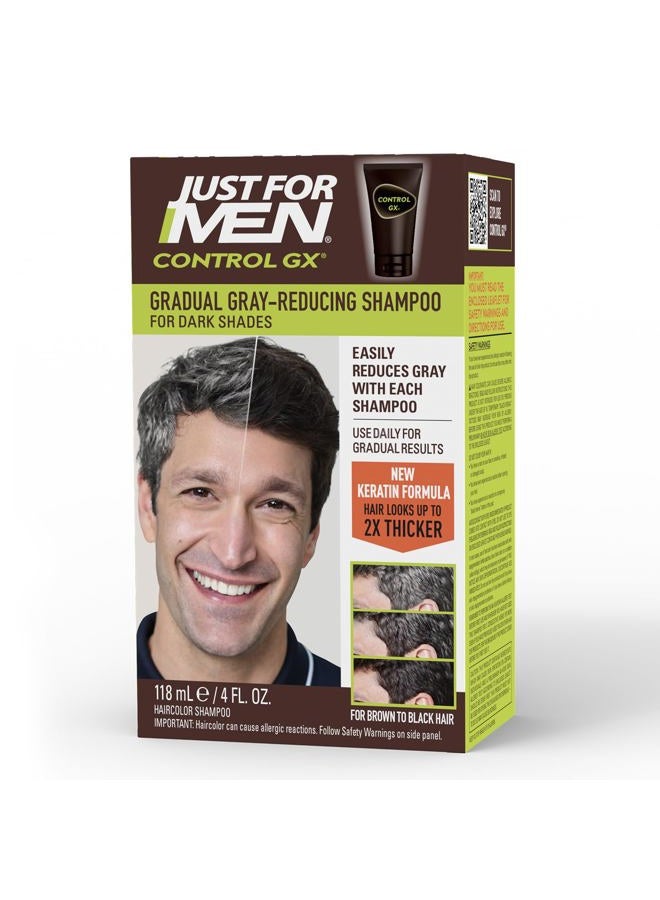 Just For Men شامبو التحكم في الشيب Just For Men GX، لون شعر تدريجي لشعر أقوى وأكثر صحة، 4 أونصة سائلة - عبوة من 1 (قد يختلف التغليف) - Image 1