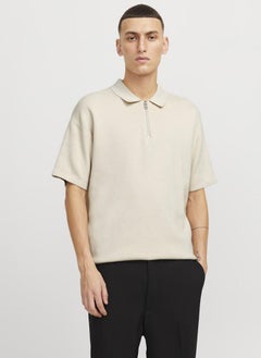 JACK & JONES Jjtroy Essential Zip Detailed Knitted Polo Shirt  - Image 1