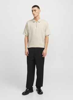 JACK & JONES Jjtroy Essential Zip Detailed Knitted Polo Shirt  - Image 4