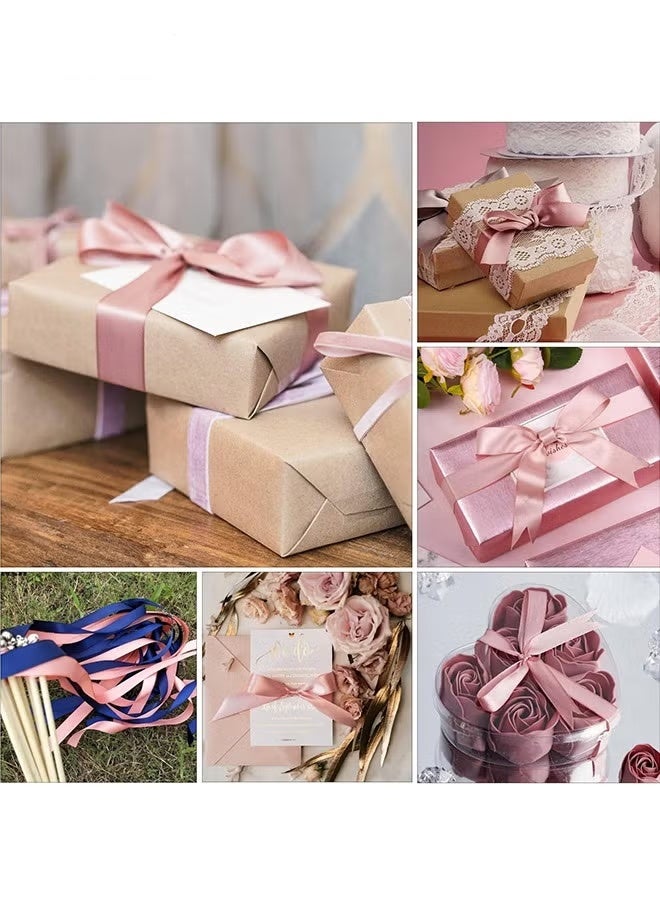 GIFT 2 pcs Bean Paste Ribbon,  2 Inches x 25 Yards Fabric Satin Ribbon for Gift Wrapping, Crafts, Hair Bows Making, Wreath, Wedding Party Decoration and Other Sewing Projects - Image 5