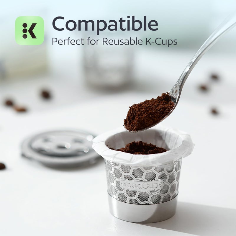 GoodCups Disposable K Cup Filters, 100 Count Disposable Paper Filters for Keurig Reusable K Cups, White - Image 2