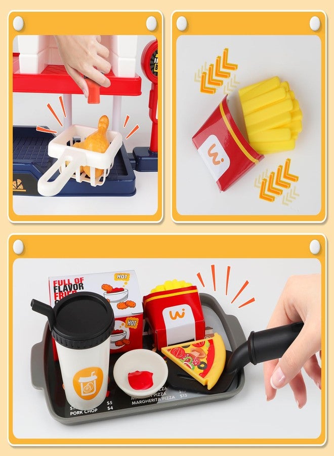 deAO Pretend Play Store Pizza Play Set for Kids, Realistic Pizza Pie Pretend Play Food,Slice and Serve Plastic Kitchen Cooking and Cutting Playset (Red) - Image 5