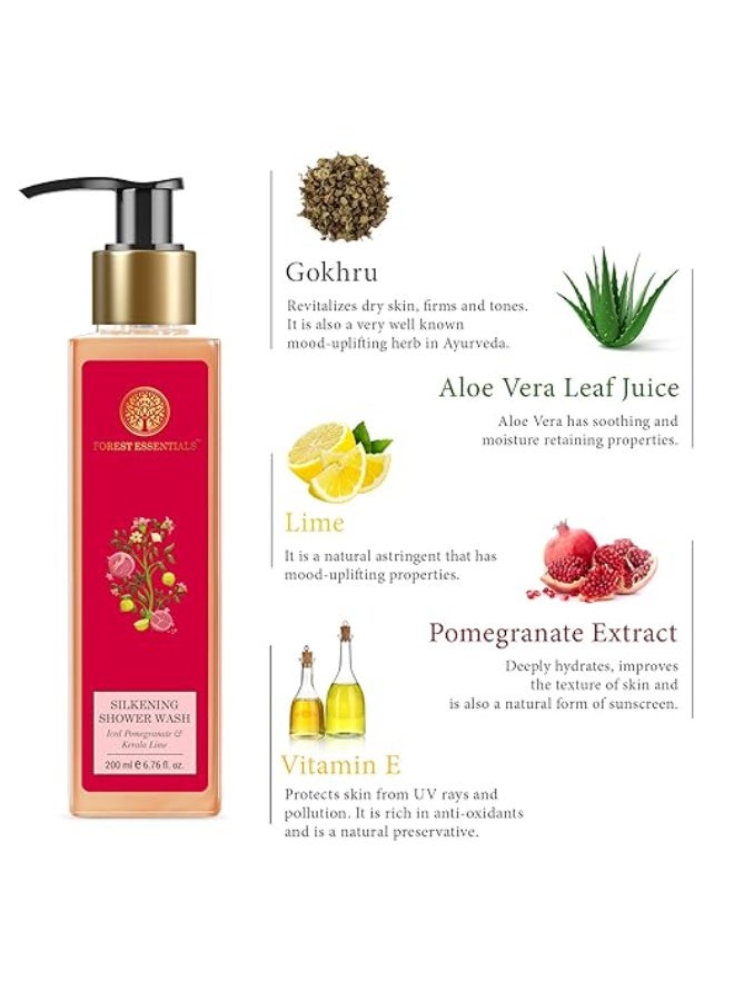 Forest Essentials Shower Wash Iced Pomegranate & Kerala Lime | Sulphate-Free Ayurvedic Body Wash | Softens, Scents & Hydrates Skin - Image 3
