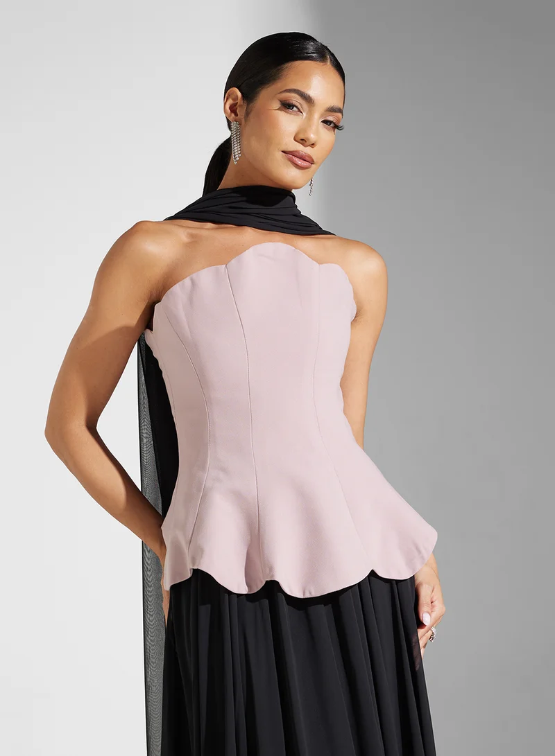 Akadia Fashion Strapless Peplum Dress