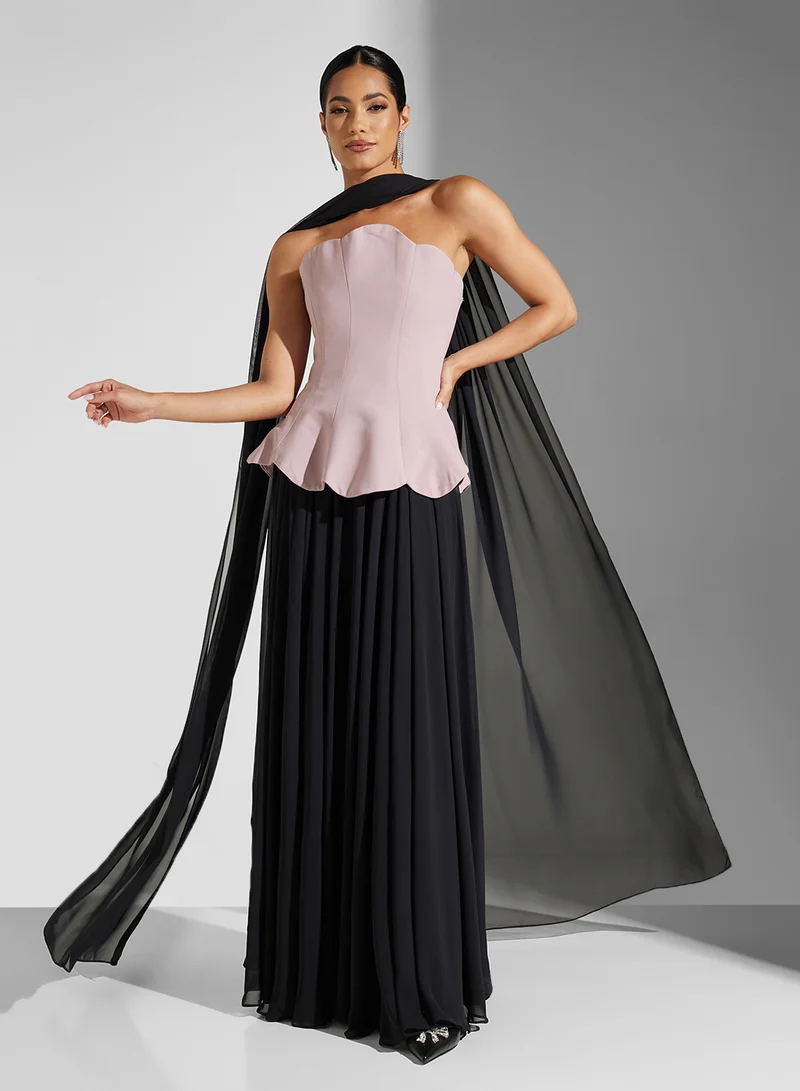 Akadia Fashion Strapless Peplum Dress