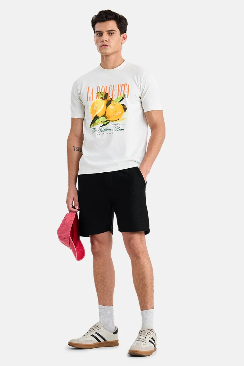 سنيتش Black Textured Relaxed Shorts