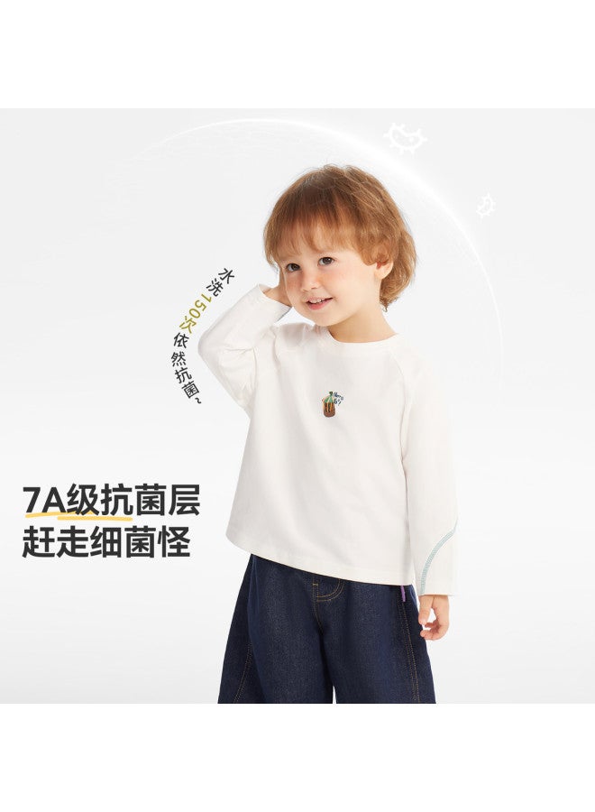 Quick-dry Antibacterial] Boys' T-shirt Long Sleeve Spring/autumn Style Baby Round Neck Top Children's 2025 New Style Girls' - Image 3