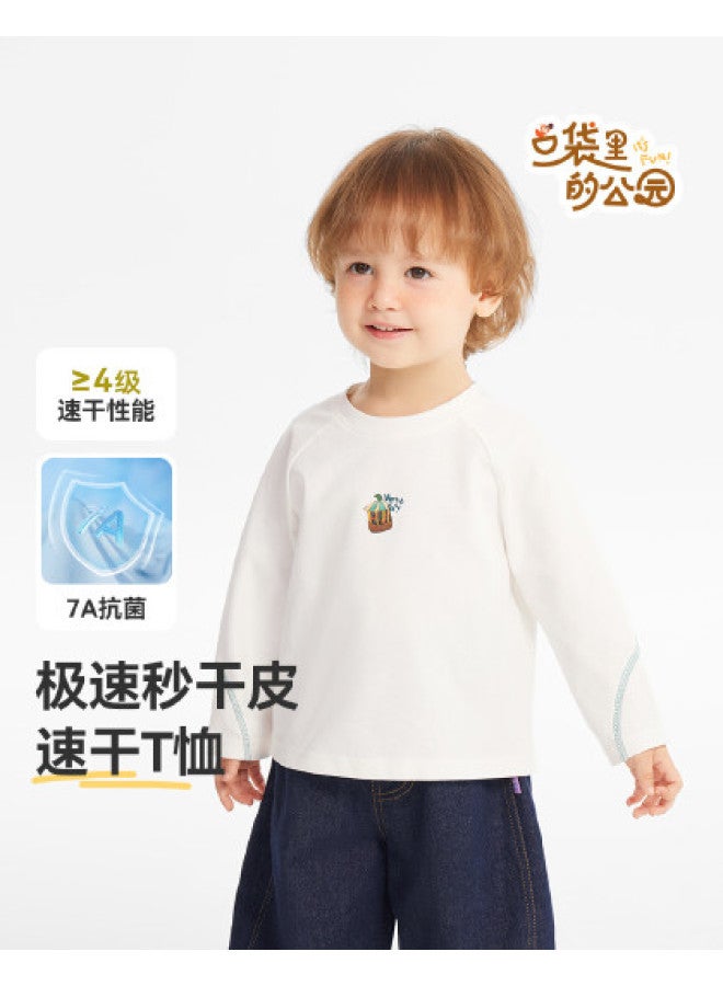 Quick-dry Antibacterial] Boys' T-shirt Long Sleeve Spring/autumn Style Baby Round Neck Top Children's 2025 New Style Girls' - Image 1