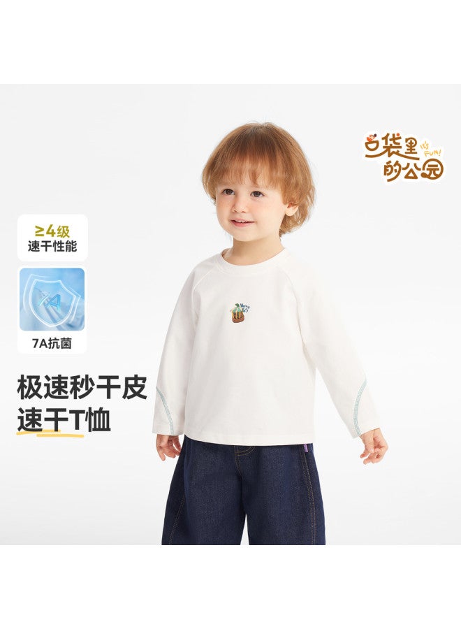 Quick-dry Antibacterial] Boys' T-shirt Long Sleeve Spring/autumn Style Baby Round Neck Top Children's 2025 New Style Girls' - Image 2